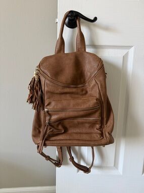 MMS Design Studio Brown Leather Backpack with Tassel